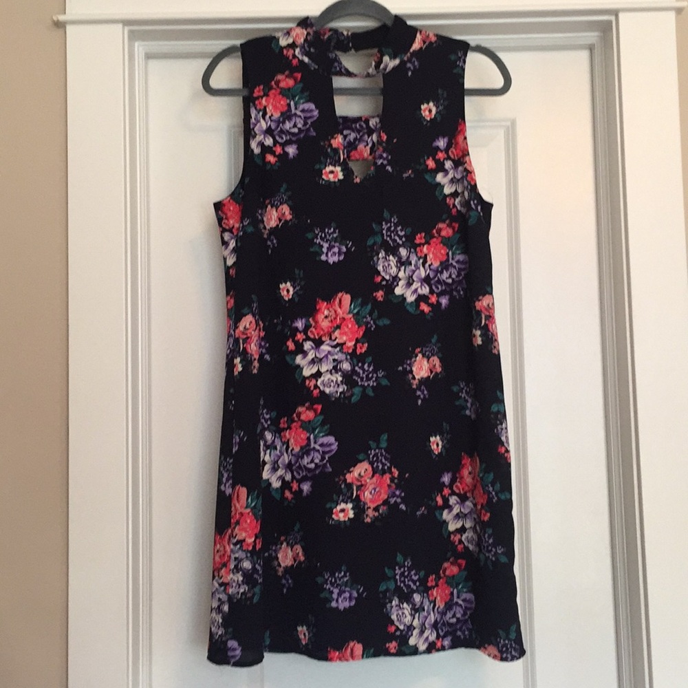Navy Floral Swing Dress